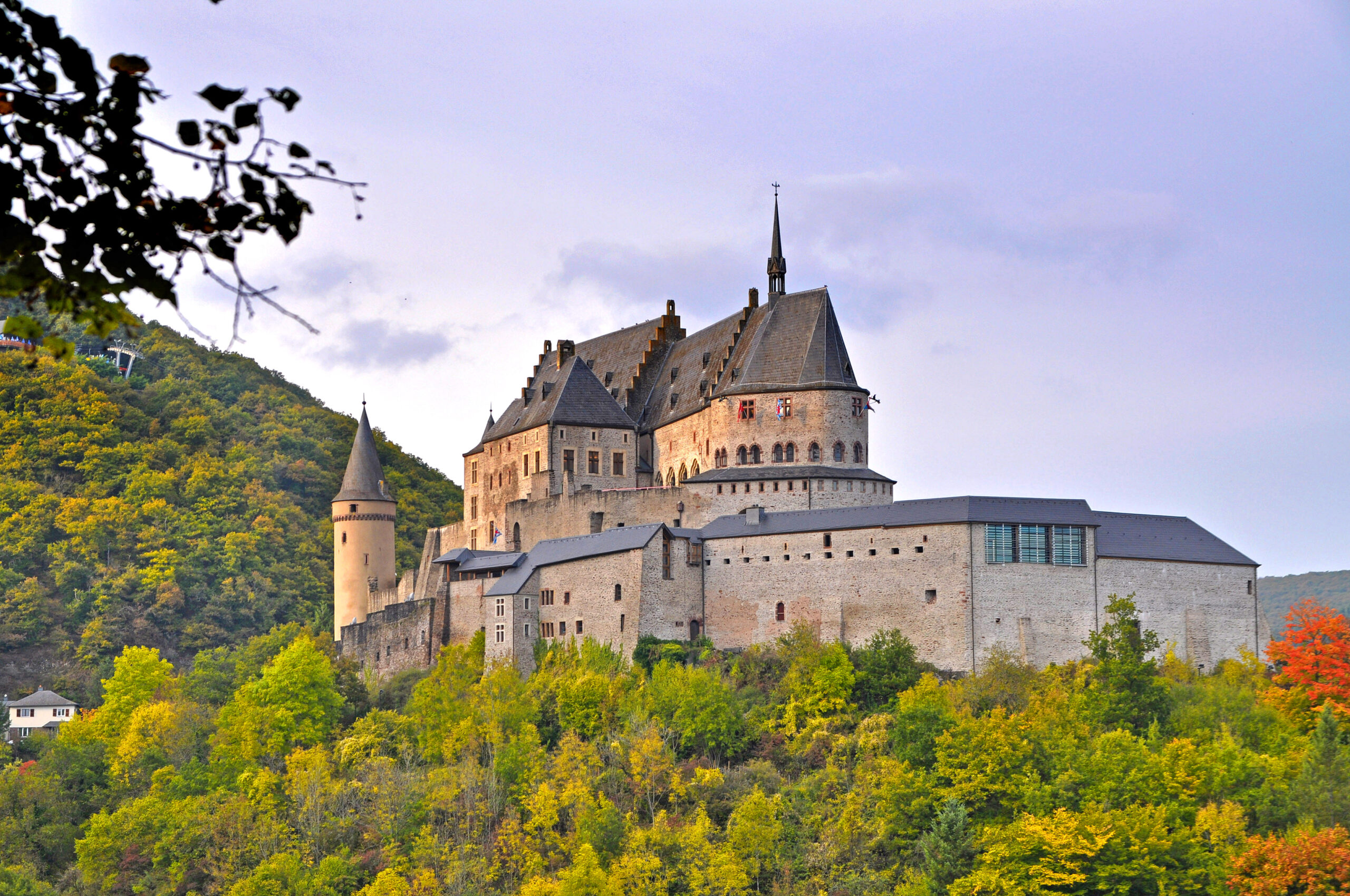 Medieval Castle of Vianden on top of the mountain in Luxembourg